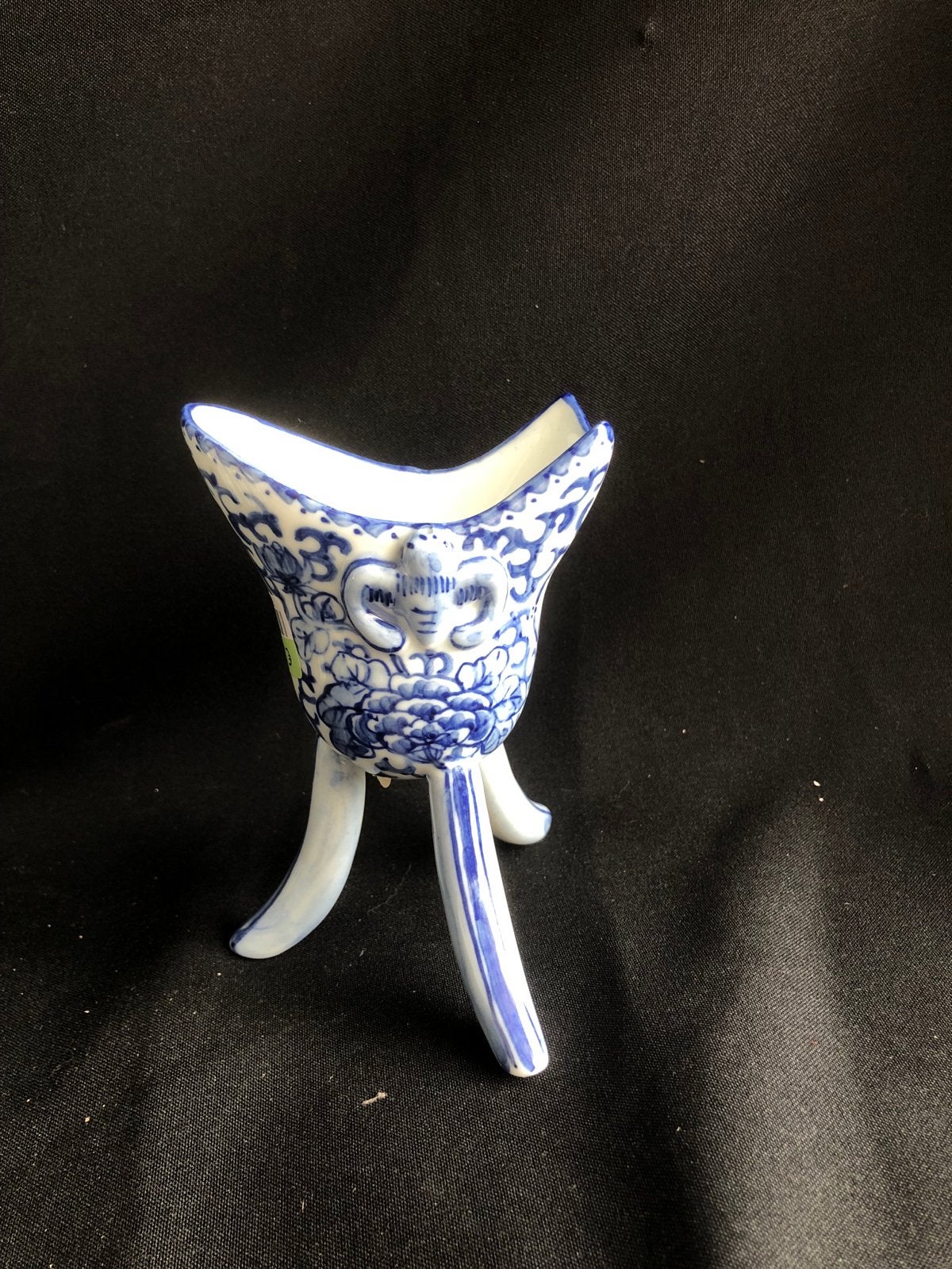 Oud Chinees Blauw Wit Porseleinen Rituele Wijnbeker, Ophalen of Verzenden