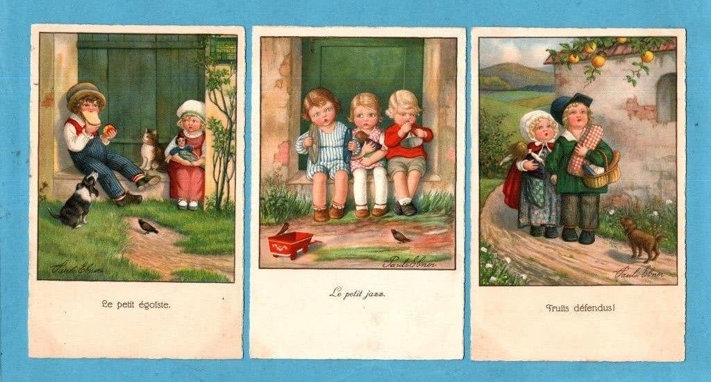 3x Prachtige oude Pauli Ebner kaarten met kinderen - S822, Verzenden, 1920 tot 1940, Ongelopen, Kinderen