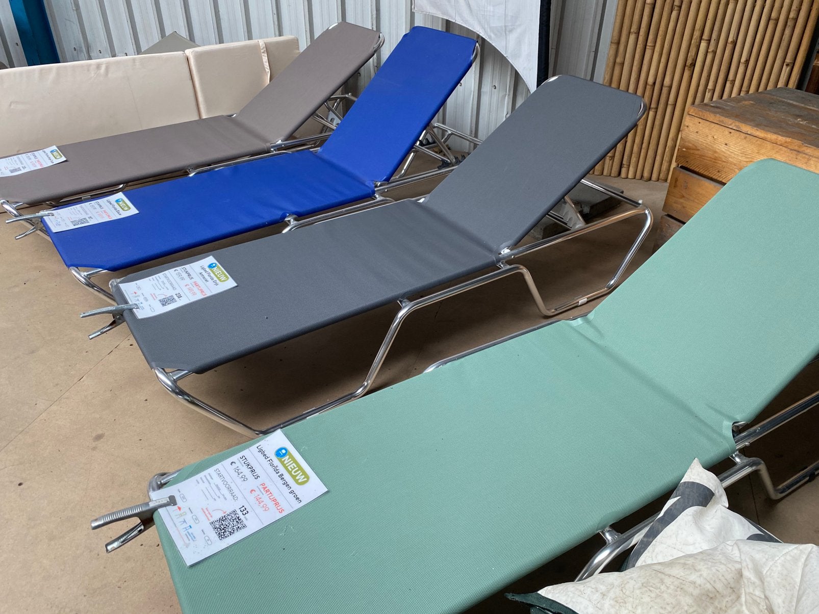 Ligbed Florida Beige/ Blauw/ Antraciet/ Groen NIEUW, Ophalen of Verzenden, Nieuw, Aluminium, Verstelbaar