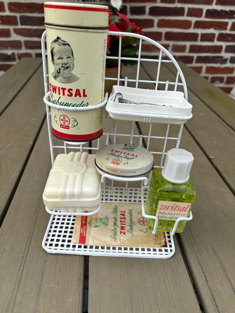 Zwitsal rekje compleet met vintage inhoud, Ophalen of Verzenden, Gebruikt
