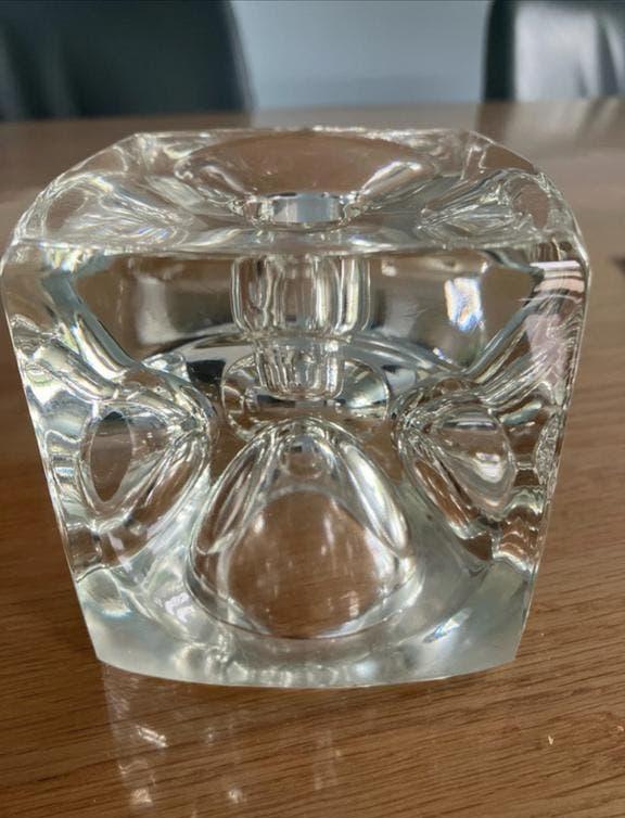Vintage Tsjechische glazen kandelaar Rudolf Jurnikl, Ophalen of Verzenden, Glas