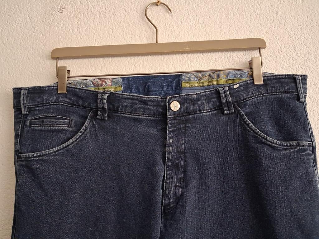 Meyer  Broek Maat 27, Blauw, W32 (confectie 46) of kleiner, Ophalen of Verzenden, Zo goed als nieuw