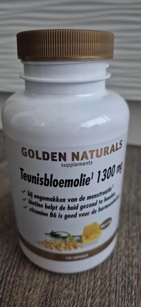 Golden Naturals Teunisbloemolie 1300 mg - 120 capsules, Ophalen of Verzenden, Nieuw, Poeder of Drank