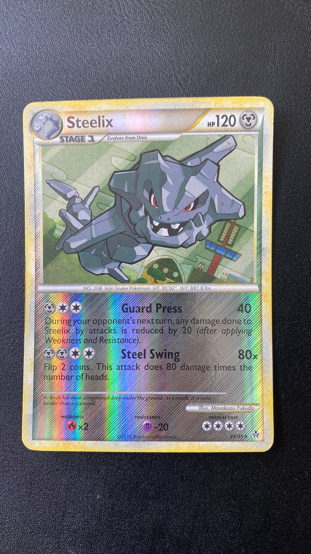 Pokemon steelix 24/95 reverse holo unleashed, Ophalen of Verzenden, Gebruikt, Losse kaart