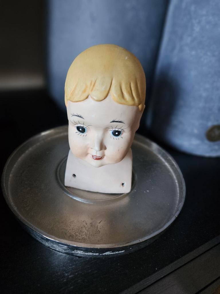 Aardewerk poppenhoofd, Ophalen of Verzenden, Gebruikt, Pop