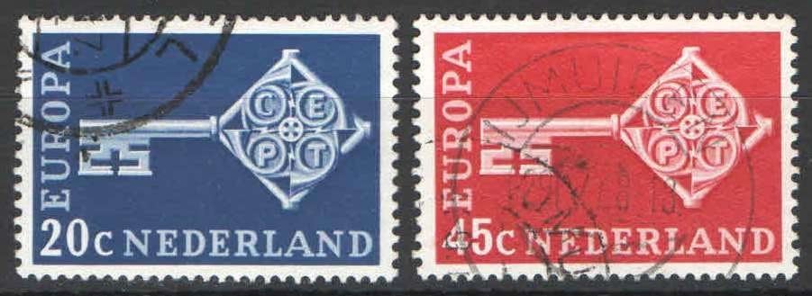 Nederland NVPH nr 906/7 gestempeld Europazegels 1968, Postzegels en Munten, Ophalen of Verzenden, Na 1940, Gestempeld