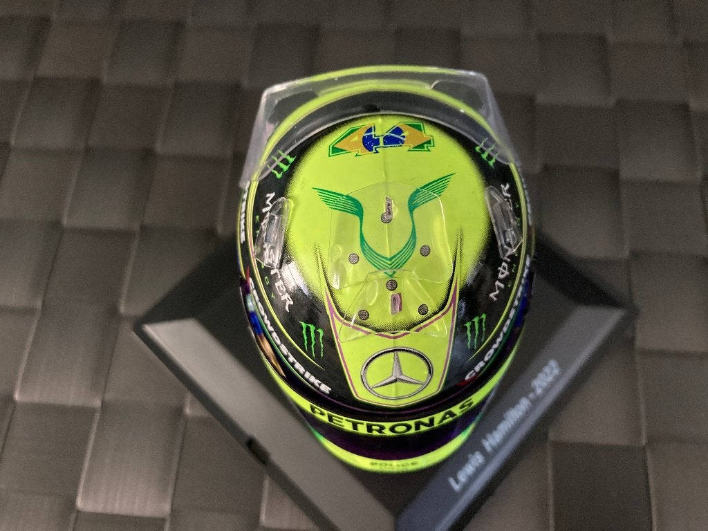 ✅ Lewis Hamilton 1:5 helm 2022 Brazilian GP Mercedes AMG W13, Ophalen of Verzenden, Nieuw, Formule 1