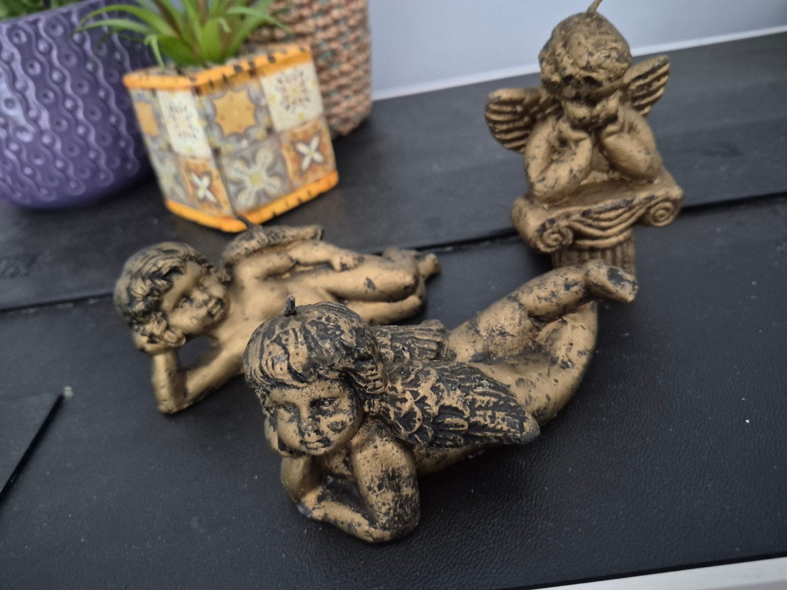 Set van 3 gouden engel kaarsen, Huis en Inrichting, Woonaccessoires | Kandelaars en Kaarsen, Ophalen of Verzenden