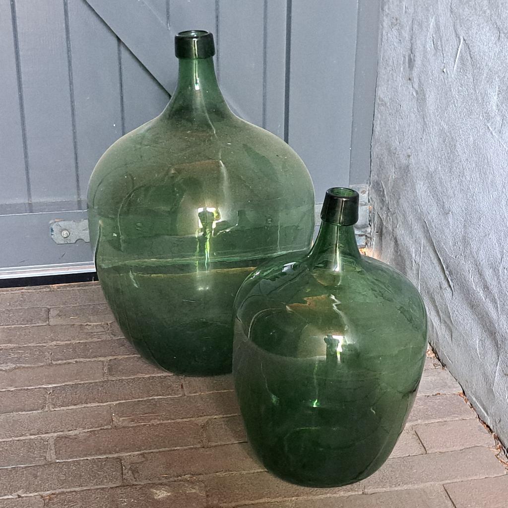 Oude brocante glazen gistfles fles groen 40 of 52cm *Etage3*, Ophalen, Gebruikt, ., .