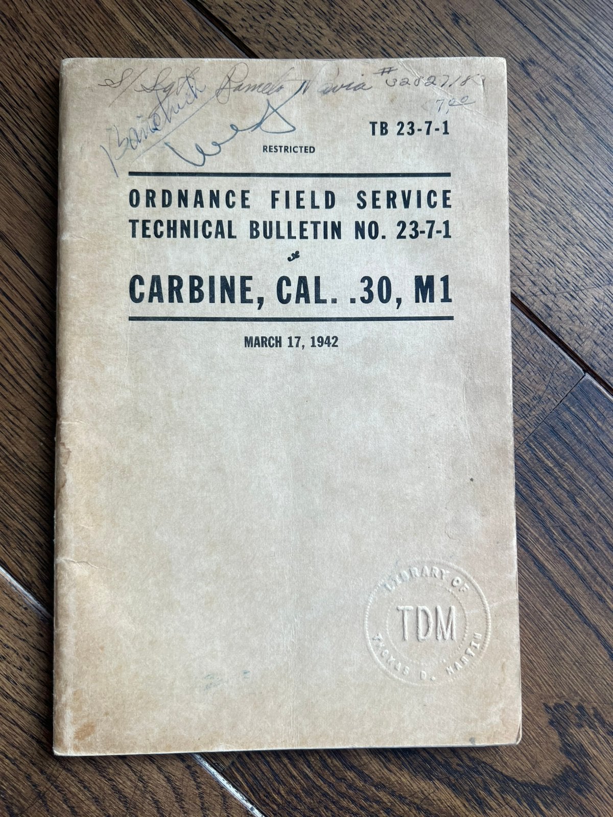 WO2 Amerikaans M1 Carbine technisch bulletin zeldzaam, Verzamelen, Amerika, Verzenden, Boek of Tijdschrift