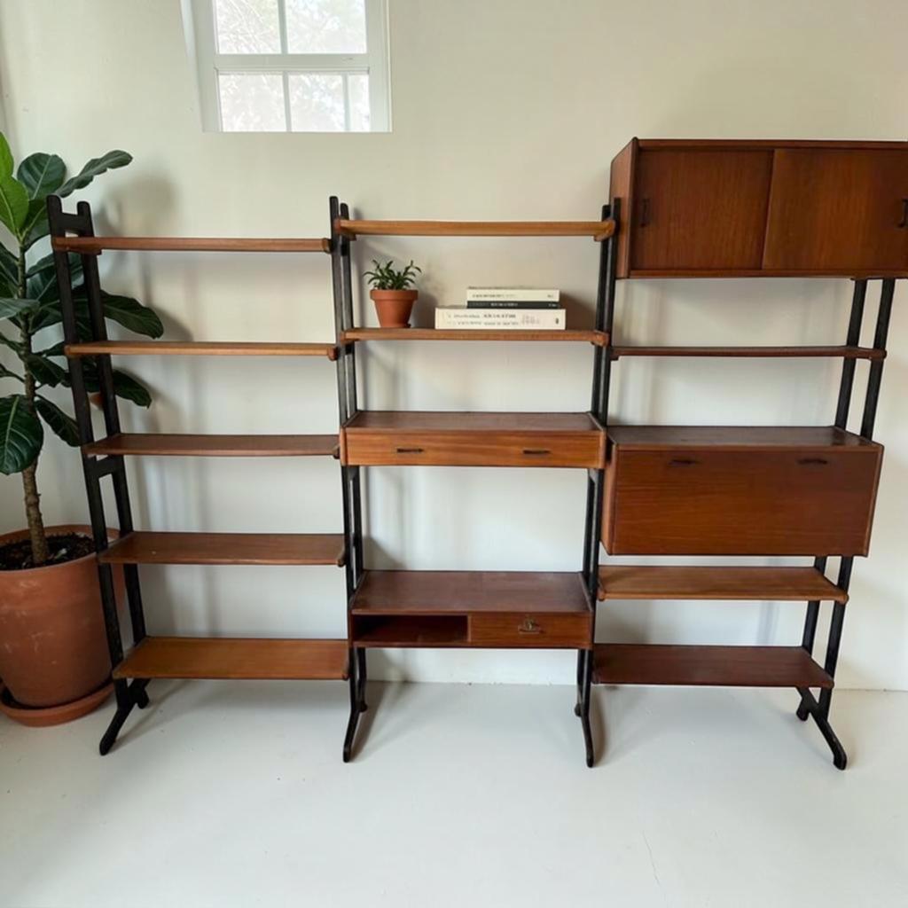 Vintage modulair wandsysteem Simpla Lux | teak | jaren 60, Huis en Inrichting, Ophalen, 250 tot 300 cm, Gebruikt, Teakhout