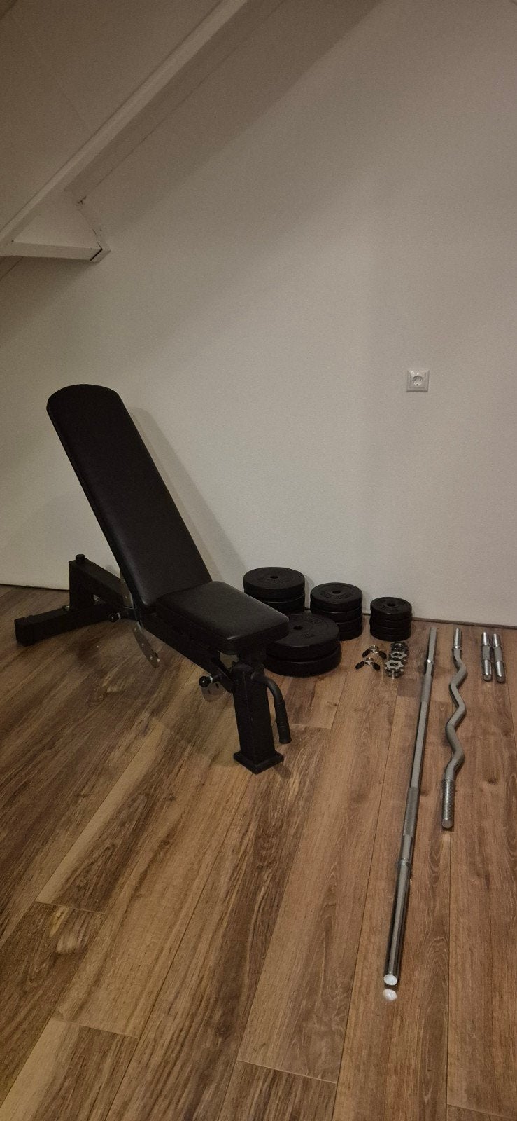 Gorilla sports fitness bank en gewichtenset, Sport en Fitness, Ophalen, Zo goed als nieuw, Armen, Fitnessbank