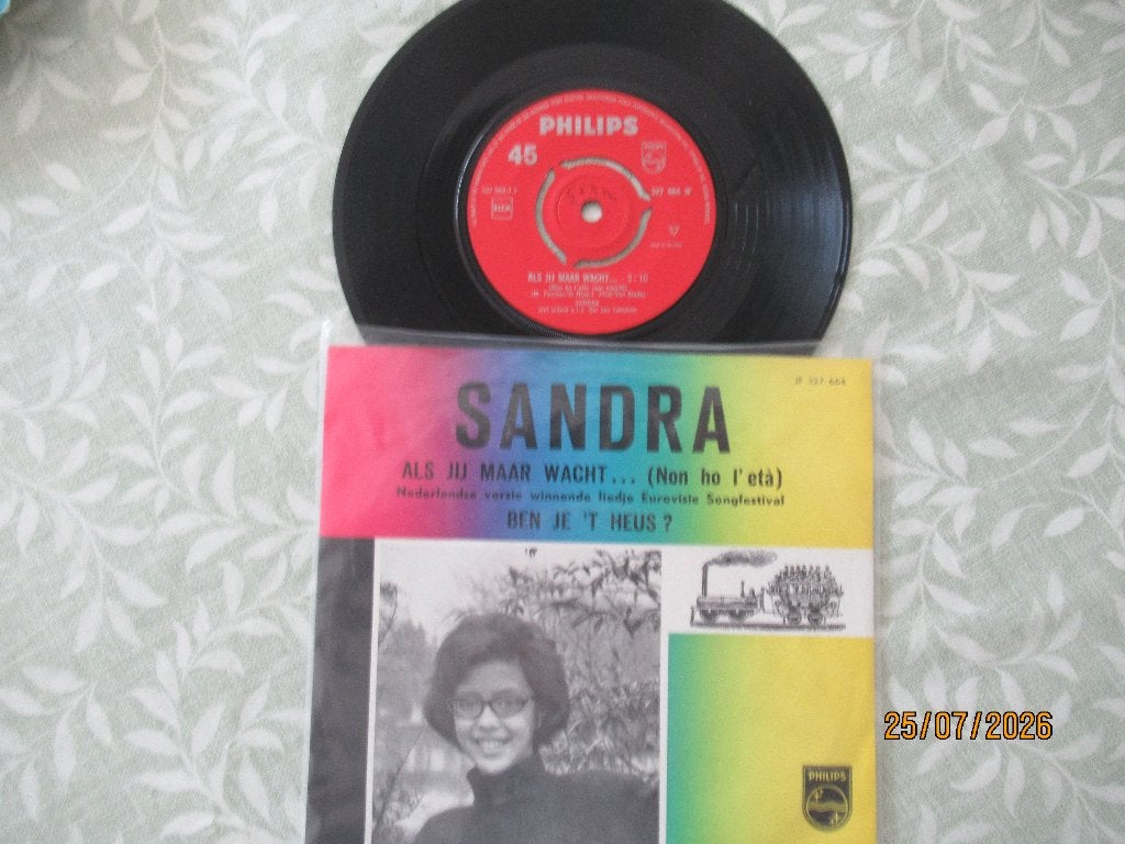 Sandra        Als jij maar Wacht, Originele persing, 7 inch, Ophalen of Verzenden, Zo goed als nieuw