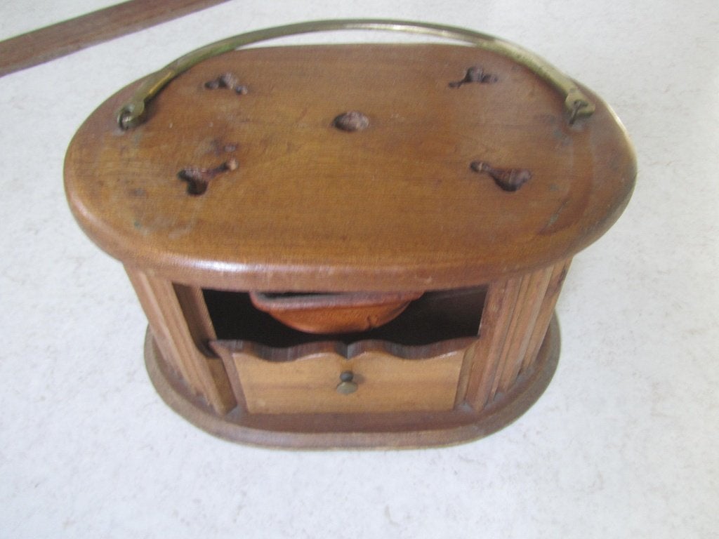 Oude Houten Stoof met koperen handvat en bakje met kolen, Ophalen of Verzenden