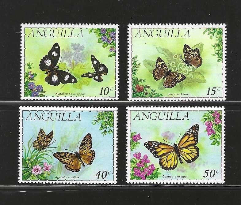 Anguilla 121-124 Vlinders en bloemen 1971 serie PF, Ophalen of Verzenden, Postfris, Dier of Natuur