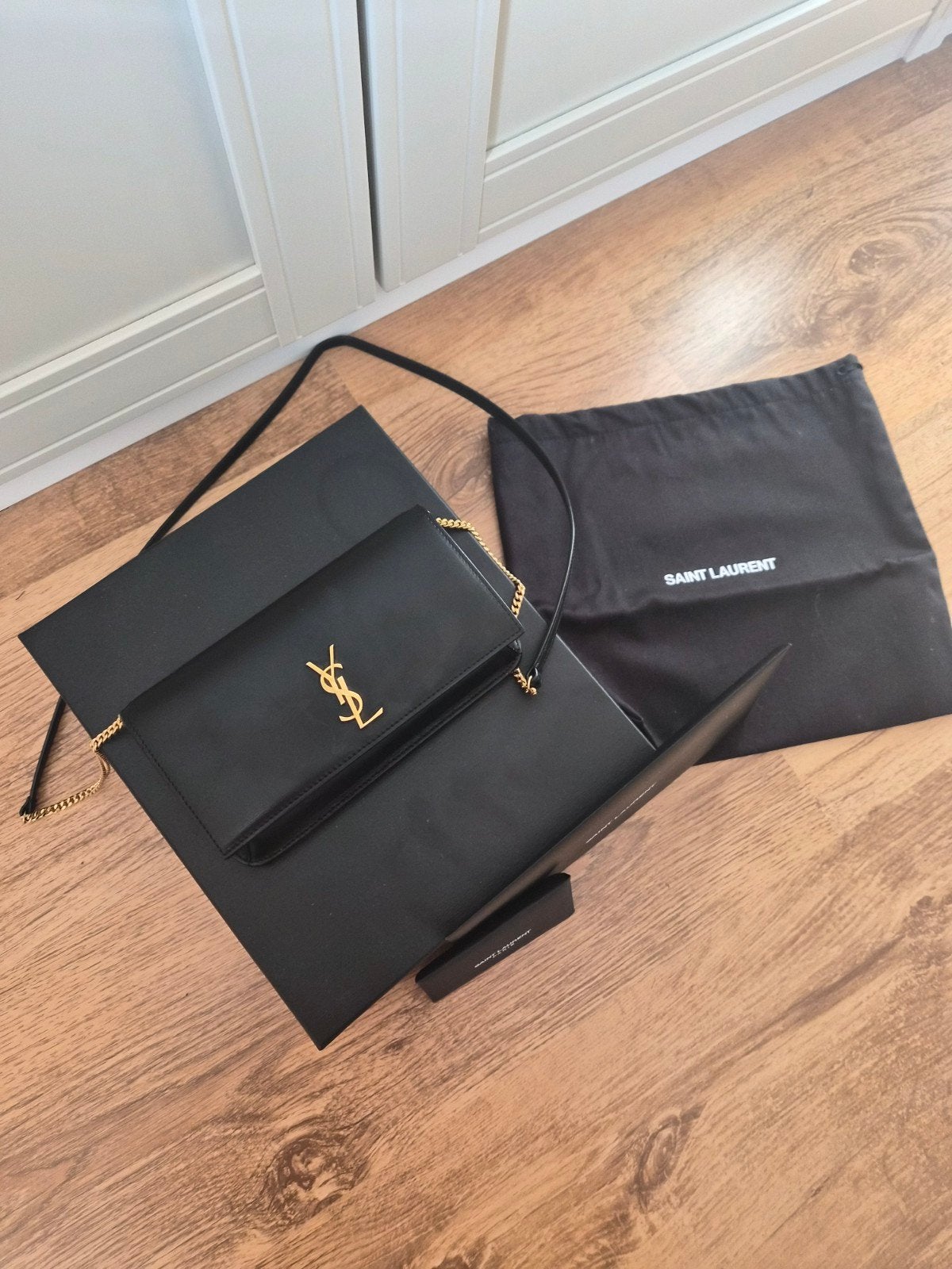 Saint Laurent YSL tas Zwart Leer, Verzenden, Zo goed als nieuw, Zwart, Schoudertasje