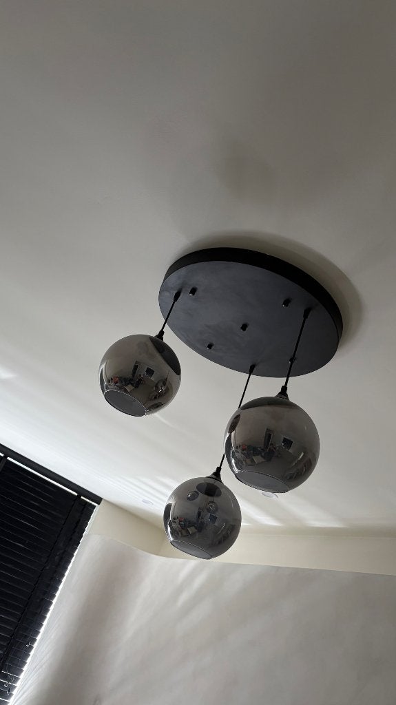 Videlamp + 3l bollamp, Huis en Inrichting, Ophalen, Zo goed als nieuw, Glas, Modern luxe