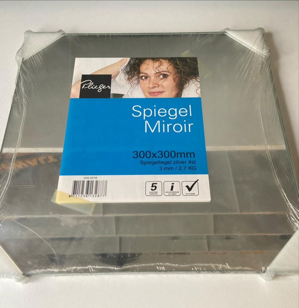 Plieger Spiegeltegels 300x300mm - 4 stuks Nieuw, Huis en Inrichting, Woonaccessoires | Spiegels, Minder dan 50 cm, Vierkant, Nieuw