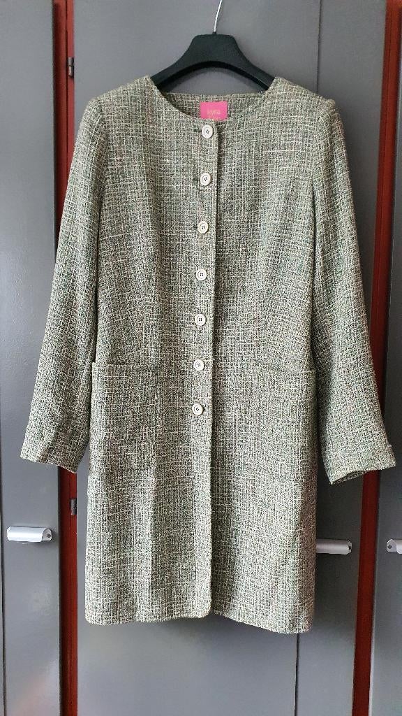 Kyra & Ko bouclé jas groen tweed coat maat M, Kleding | Dames, Ophalen of Verzenden, Zo goed als nieuw, Maat 38/40 (M), Zwart