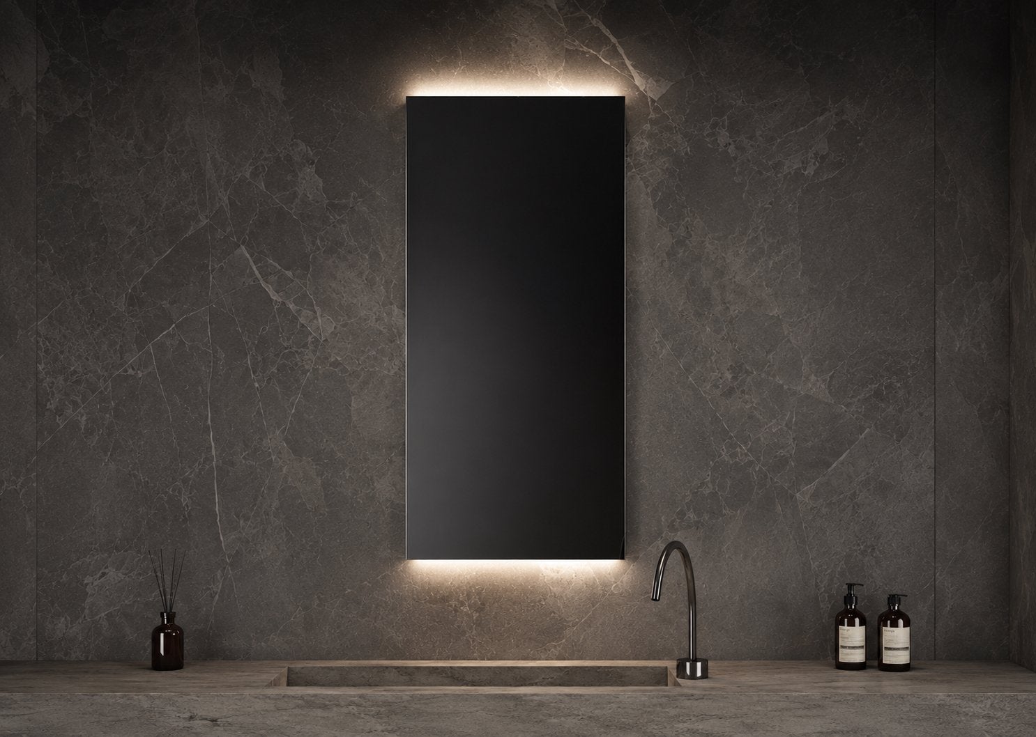 Badkamerspiegel 45x105cm | LED | IR sensor | Verwarming, Ophalen, Minder dan 50 cm, 100 tot 150 cm, Nieuw