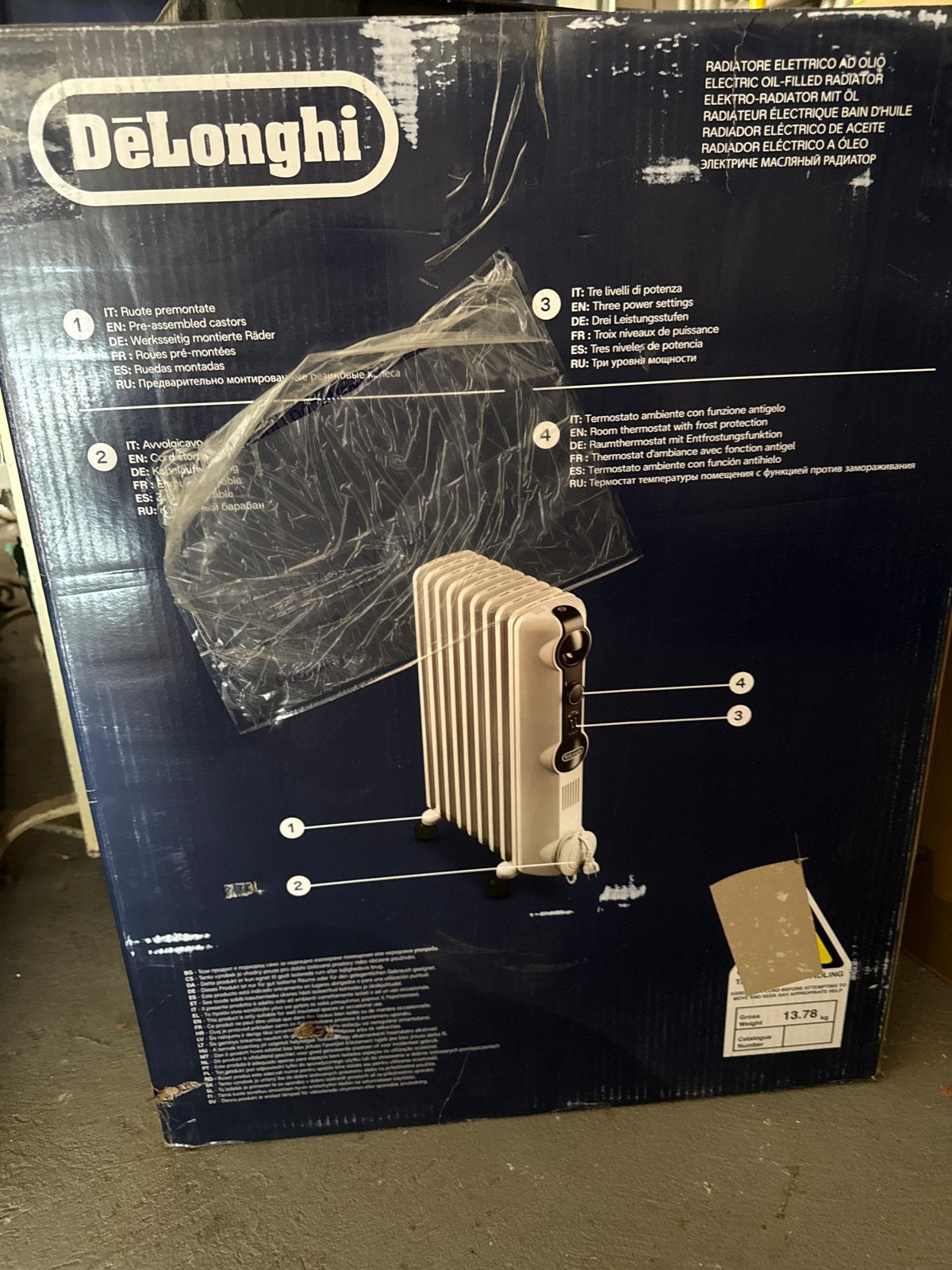 DeLonghi Elektrische Oliegevulde Radiator - Nieuw in Doos, Doe-het-zelf en Verbouw, Verwarming en Radiatoren, Ophalen of Verzenden