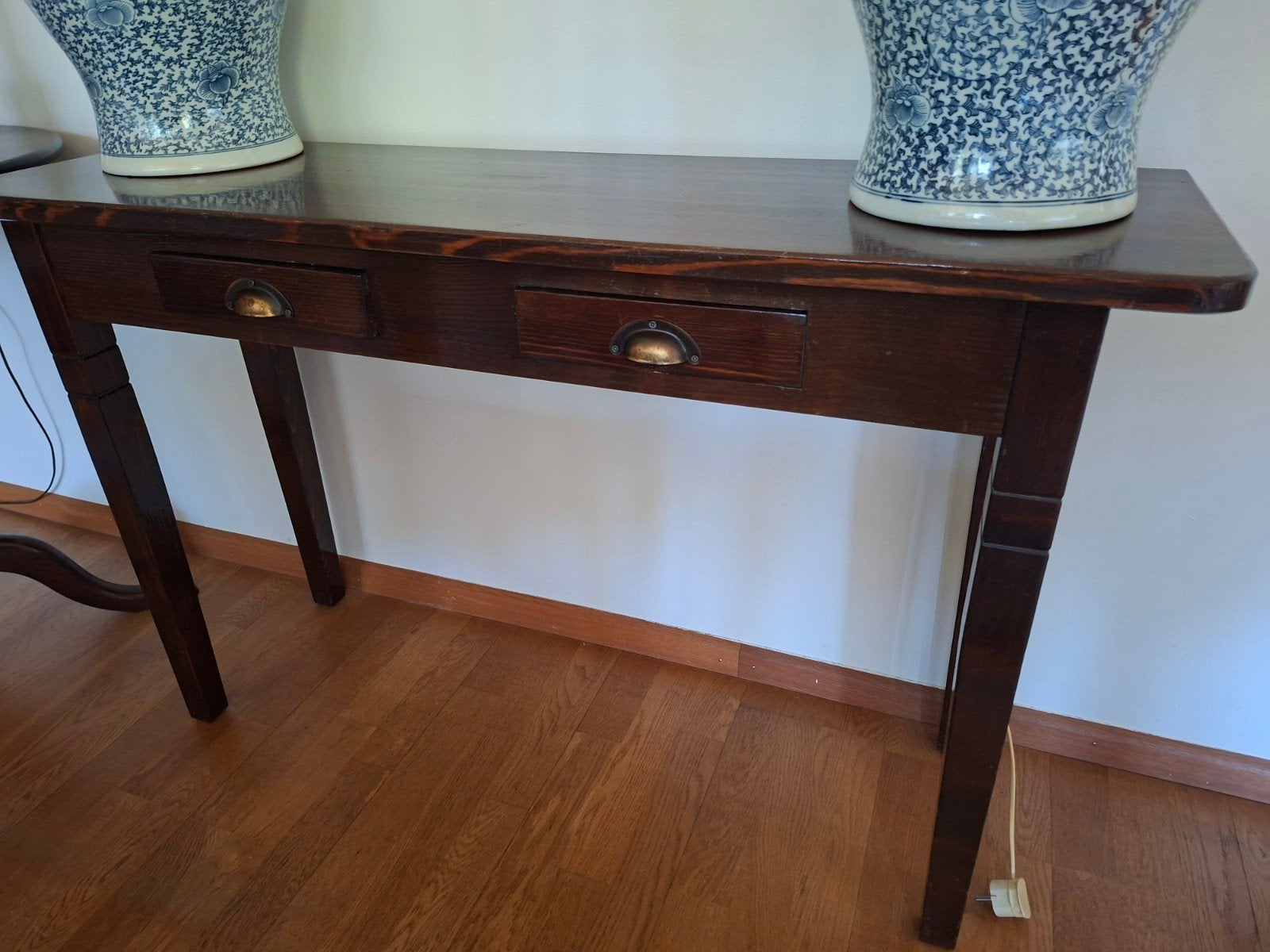 Antieke houten console tafel met lades, Ophalen