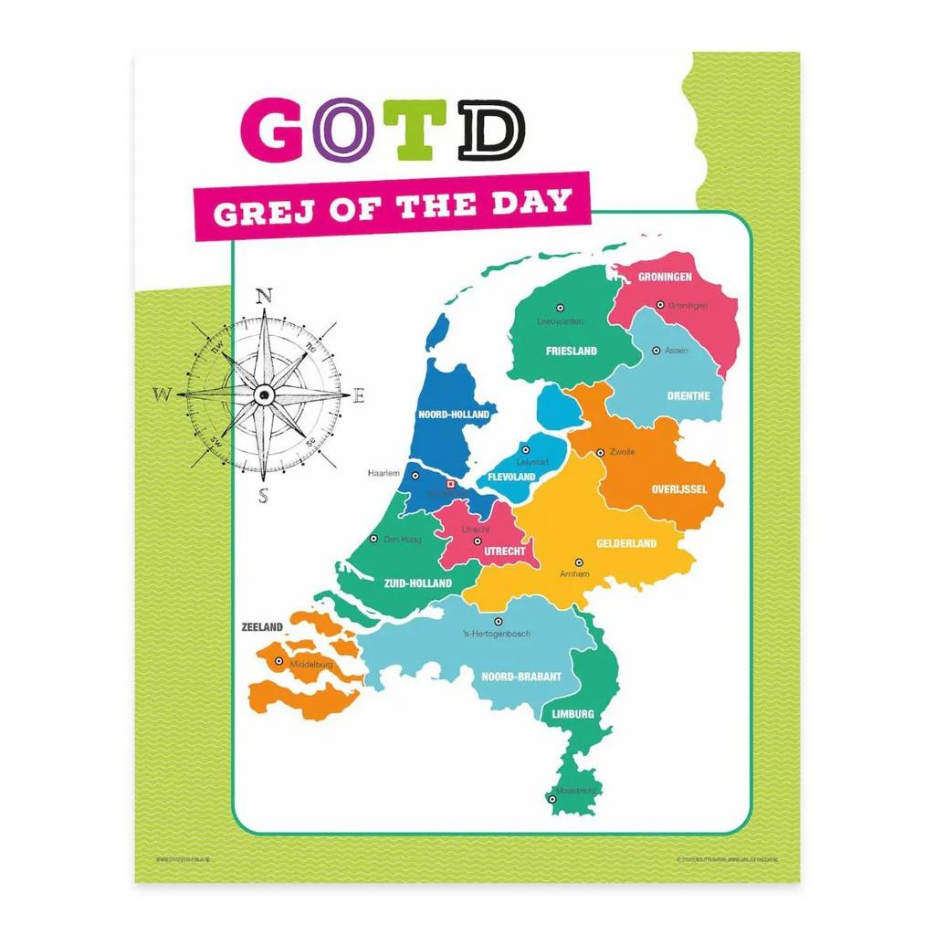 Grey of the Day Poster - Nederland Kaart, Ophalen of Verzenden, A1 t/m A3, Overige onderwerpen, Rechthoekig Staand