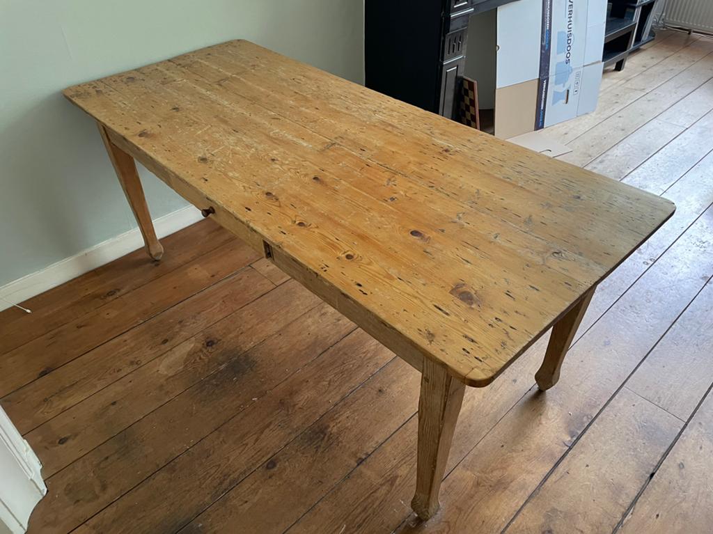 Antieke Franse Eettafel (185x80 cm), Ophalen, Gebruikt, 50 tot 100 cm, Vijf personen of meer