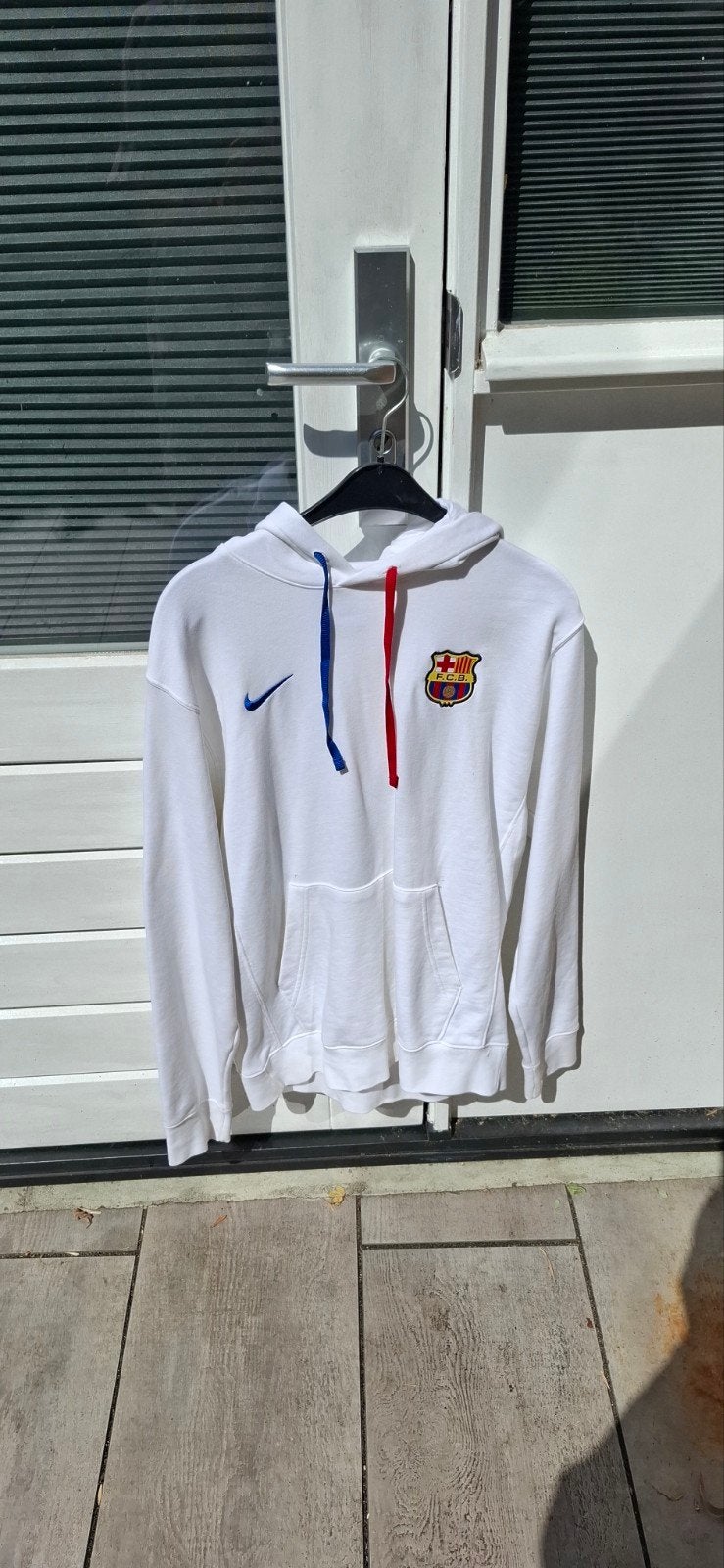 Witte hoodie fc Barcelona (nike), zgan, Maat 48/50 (M), Wit, Nike, Ophalen of Verzenden