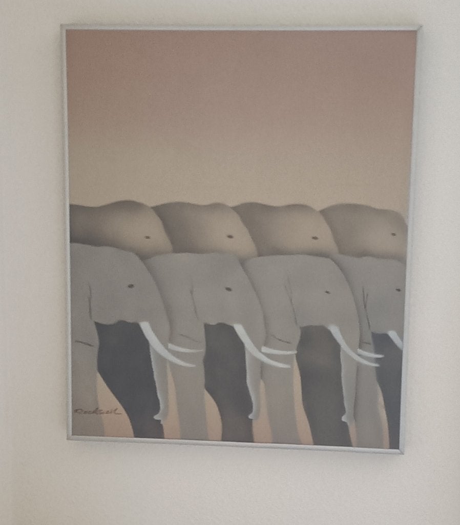 schilderij met olifanten, Huis en Inrichting, Ophalen, 50 – 75, Zo goed als nieuw, Schilderij