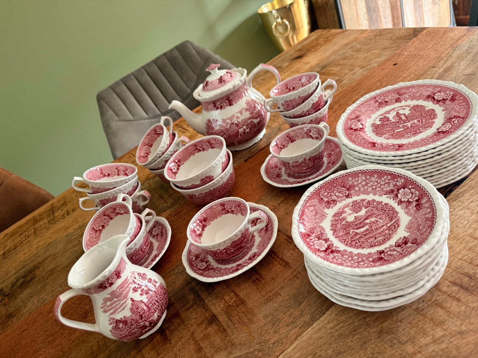 Engels Wetgwood Adams Scenic service set red, Antiek en Kunst, Ophalen of Verzenden