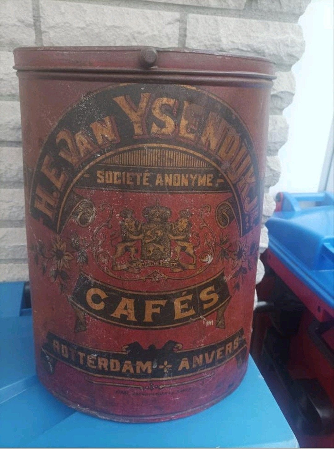GROOT koffie Ysendyk winkelblik voorraadblik winkel blik, Verzamelen, Ophalen of Verzenden, Gebruikt, Koffie, Overige merken
