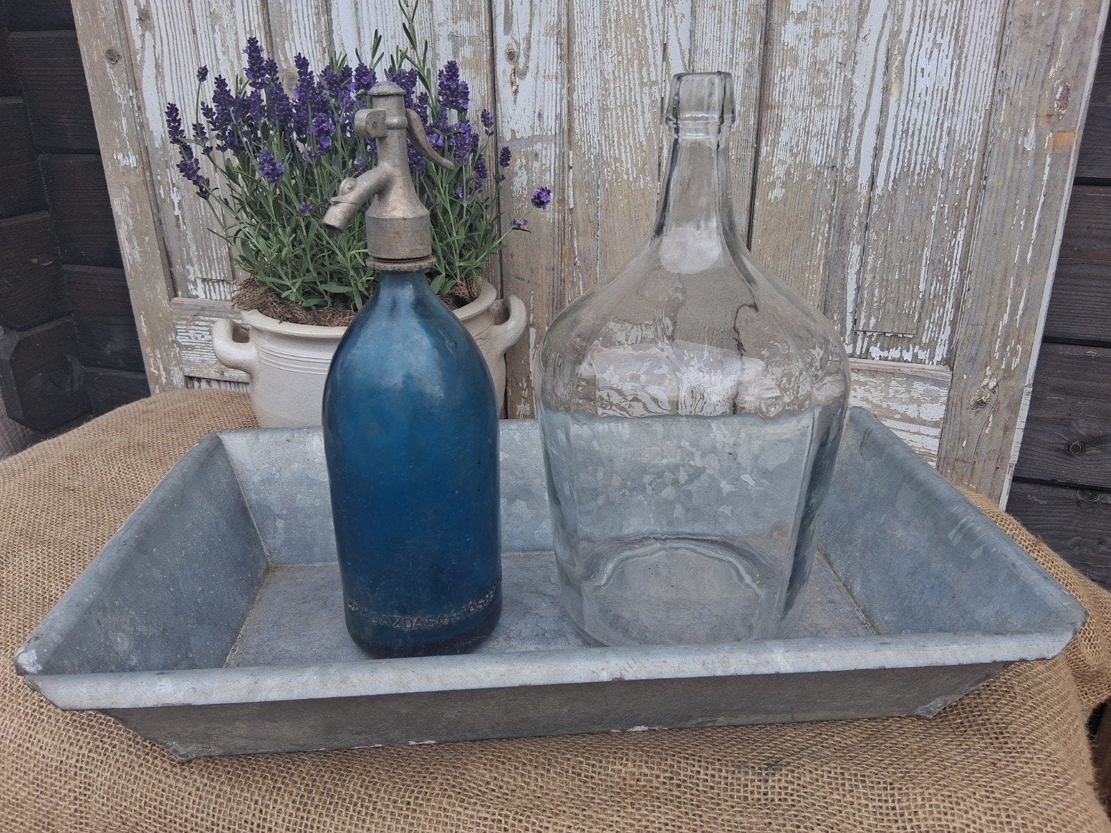 Zinken voerbak / trog of dienblad, brocante - Debrocantekip, Ophalen of Verzenden
