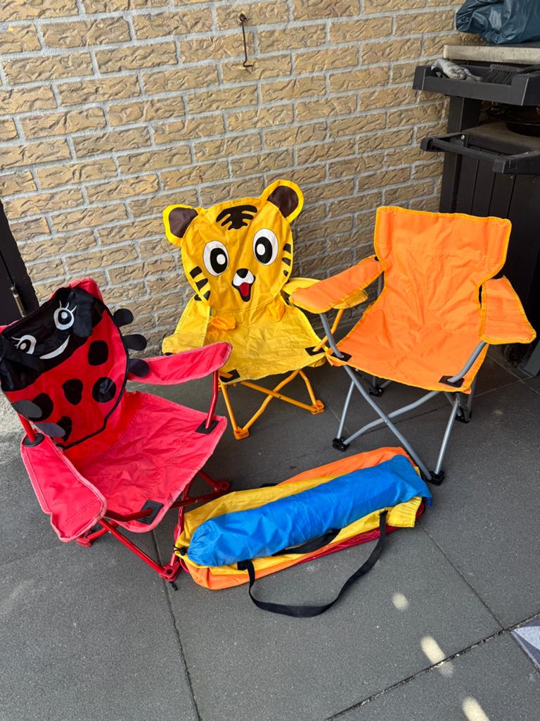 3 kinder camping stoeltjes en schaduw tent, Ophalen of Verzenden, Campingstoel