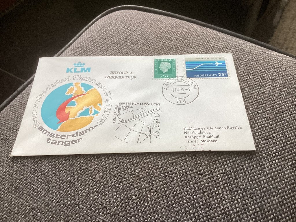 No2579 KLM Amsterdam Tanger 1-4-1979 klein formaat, Postzegels en Munten, Ophalen, Onbeschreven, Nederland