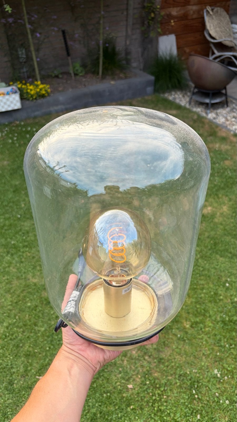 Glazen tafellamp, Overige merken, E27 (groot), Zo goed als nieuw, Glas