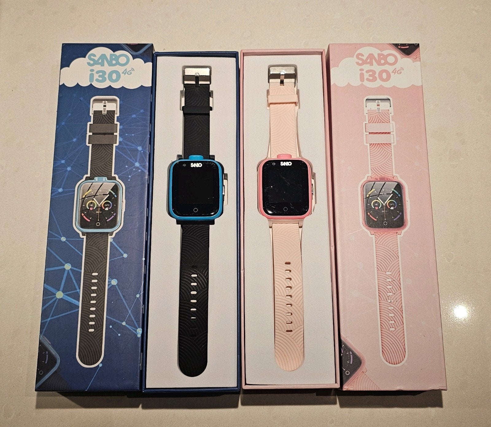 SANBO i30 4G kinder smartwatch met GPS tracker en SIM bellen, GPS, Gebruikt, Zwart, Ophalen of Verzenden