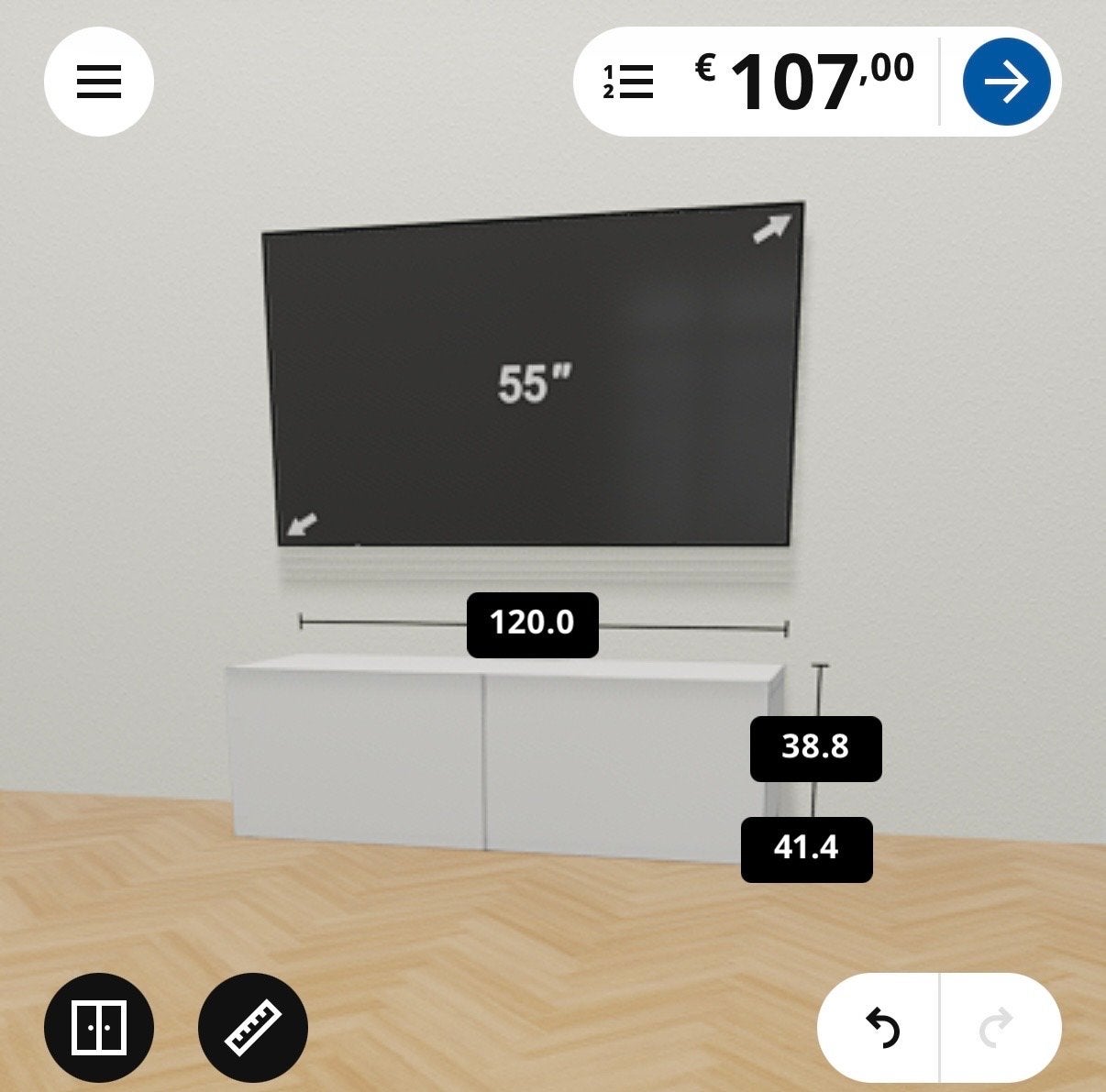 IKEA Besta TV-meubel & witte Timmerviken deuren (120x40x38), Ophalen, Gebruikt, 100 tot 150 cm, Minimalistisch scandanavisch