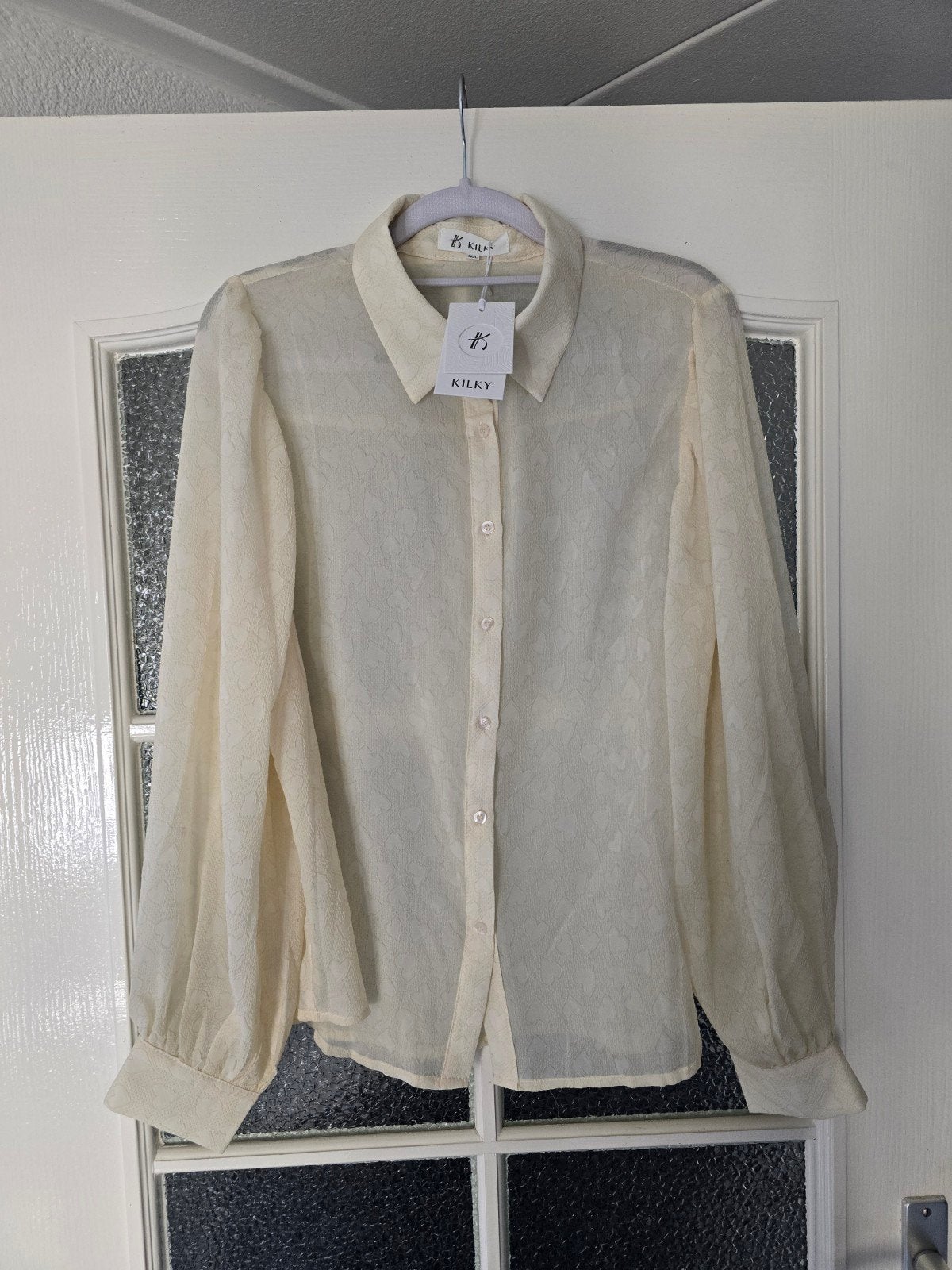 nieuw blouse Kilky hartjes beige ml, Ophalen of Verzenden, Nieuw, Beige