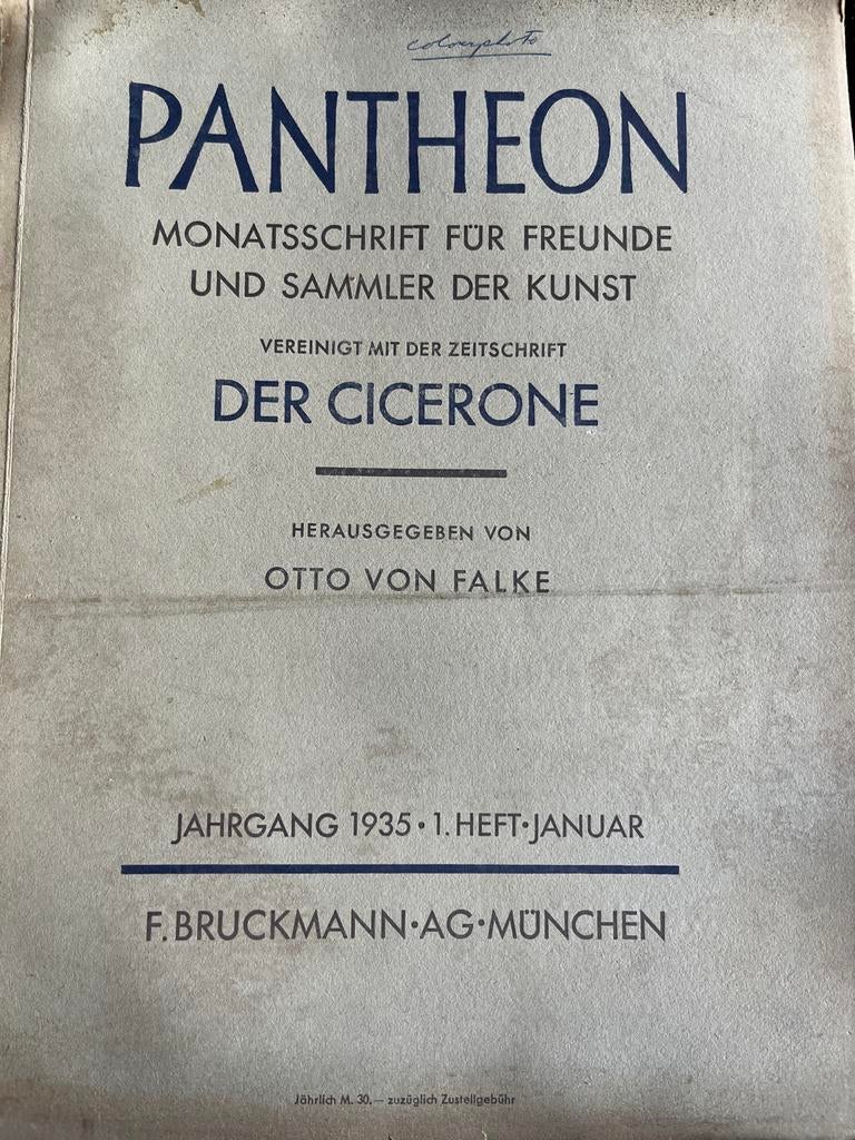 ‘35/1 Pantheon Monatsschrift 1935 - Kunsttijdschrift, Ophalen of Verzenden, Gelezen, Overige typen