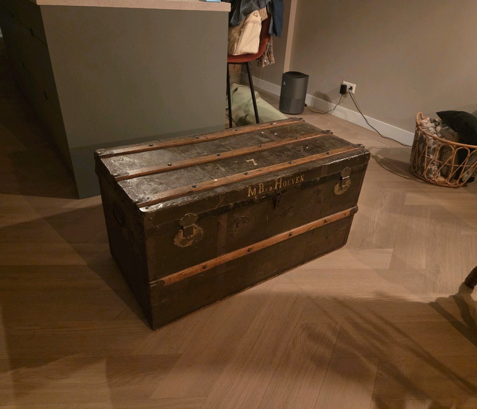 Vintage metalen koffer/kist 100x50x50 cm, Ophalen