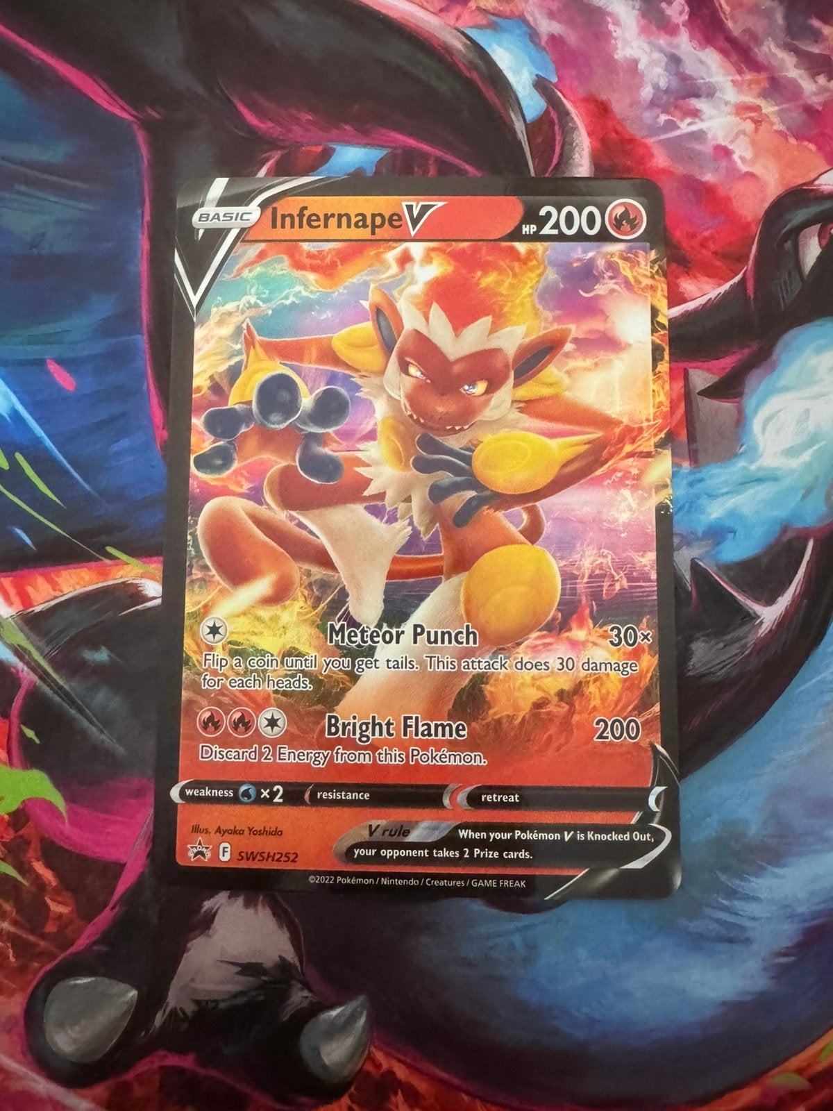 Pokémon kaarten Infernape V #SWSH252 Jumbo Promo, Ophalen of Verzenden, Zo goed als nieuw, Losse kaart