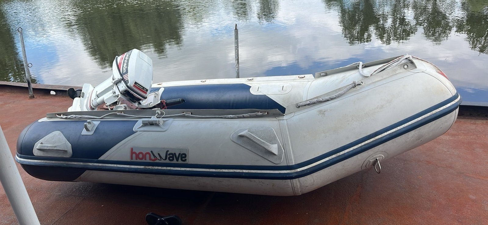 Rubberboot met 9.9 johnson, Ophalen, Gebruikt