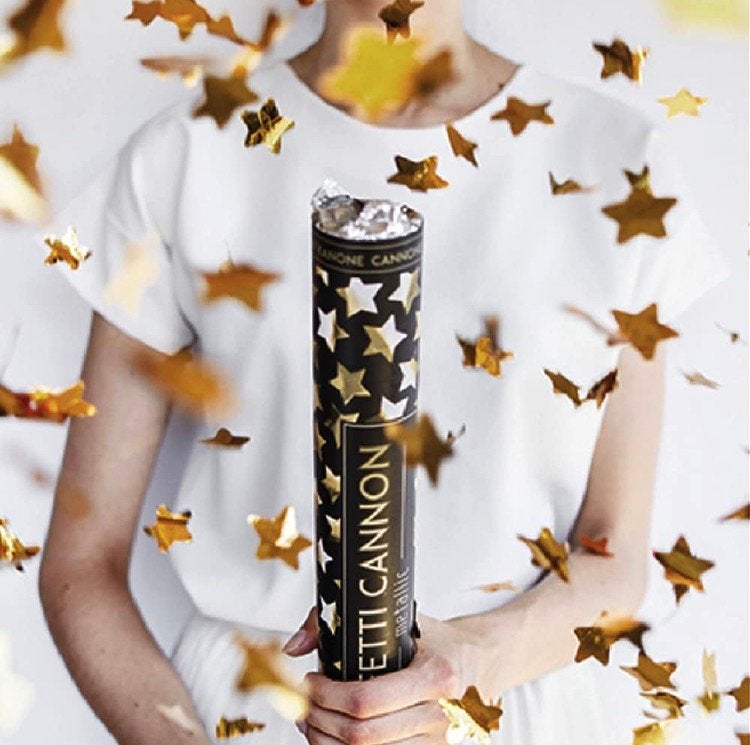 Confetti canon confettikanon stick met metallic sterren goud, Ophalen of Verzenden, Nieuw, Feestartikel, Halloween of Griezel