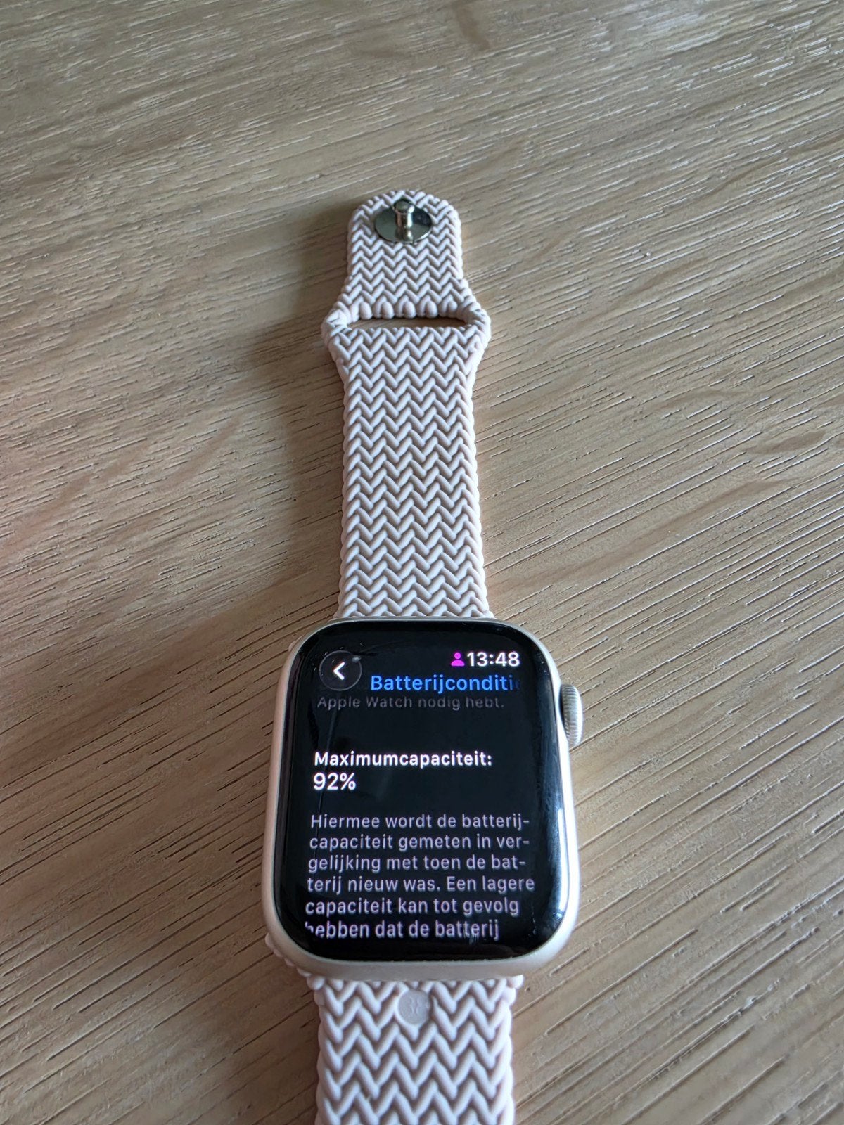 Apple Watch Series 9 GPS 41mm Starlight met Roze Bandje, Sieraden, Tassen en Uiterlijk, Smartwatches, Ophalen, Gebruikt, IOS, GPS