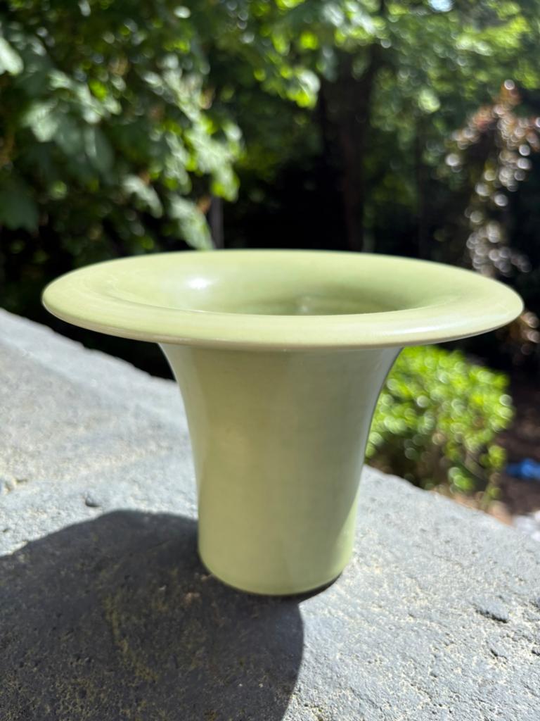 Ecri Holland Katwijk groen vaas vintage retro jaren 70, Tuin en Terras, Bloempotten, Rond, Binnen, Ophalen of Verzenden, Aardewerk