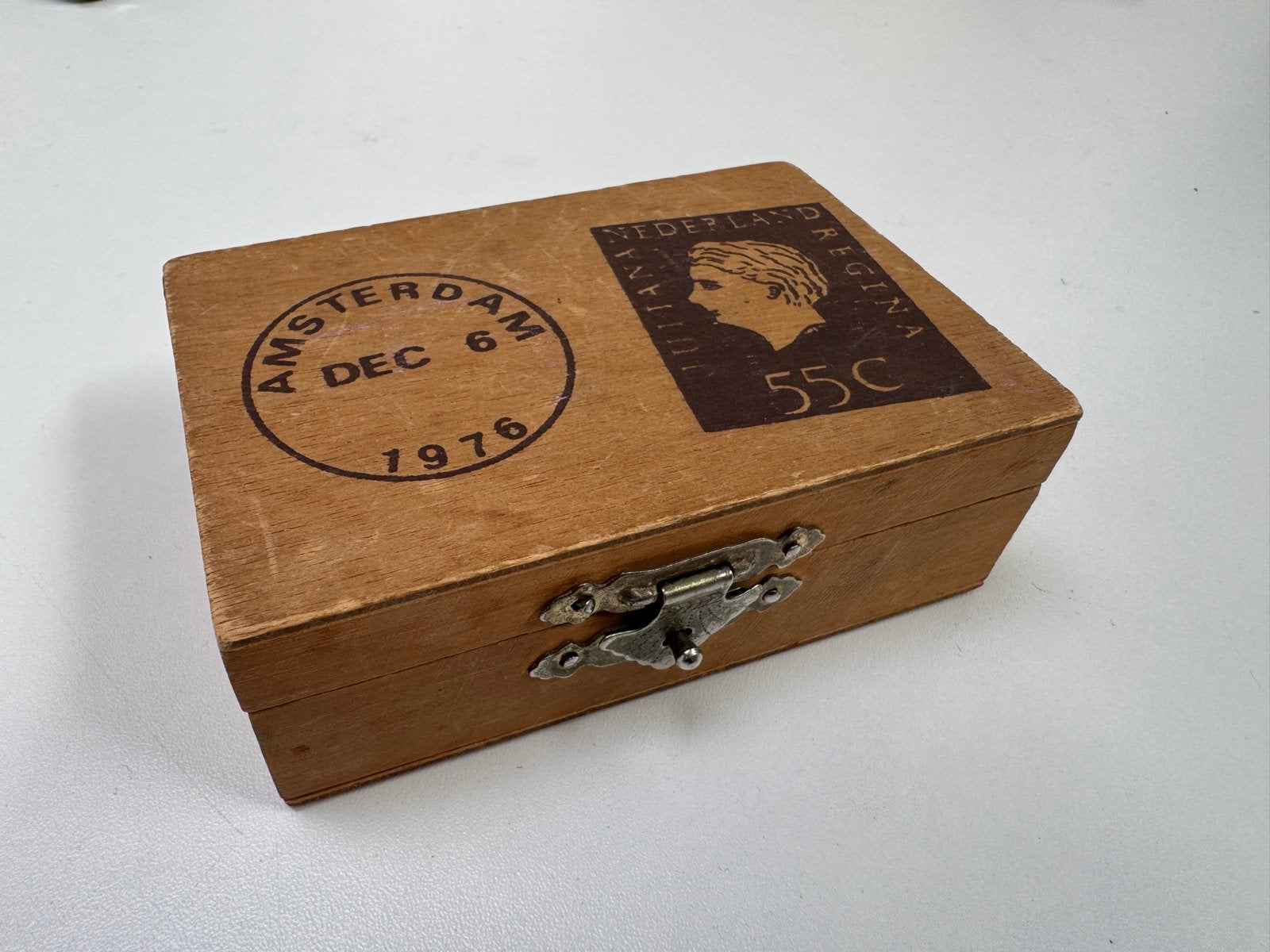 Vintage houten postzegeldoosje, Verzenden