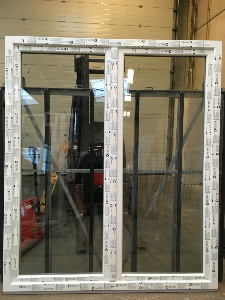 Kunststof dubbele balkondeur 180b x 215h wit RAL 9016