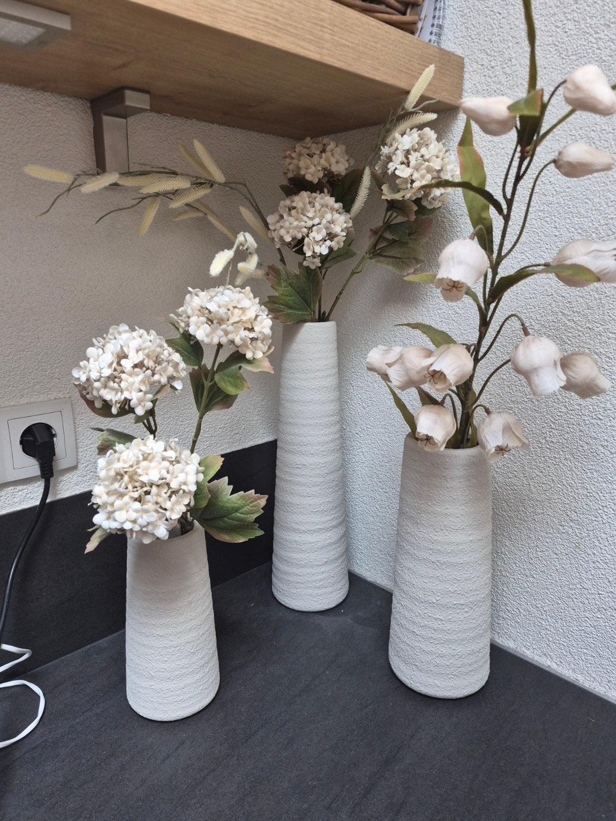 Vazen set incl bloemen, Ophalen, Wit, Nieuw, Geschikt voor buiten