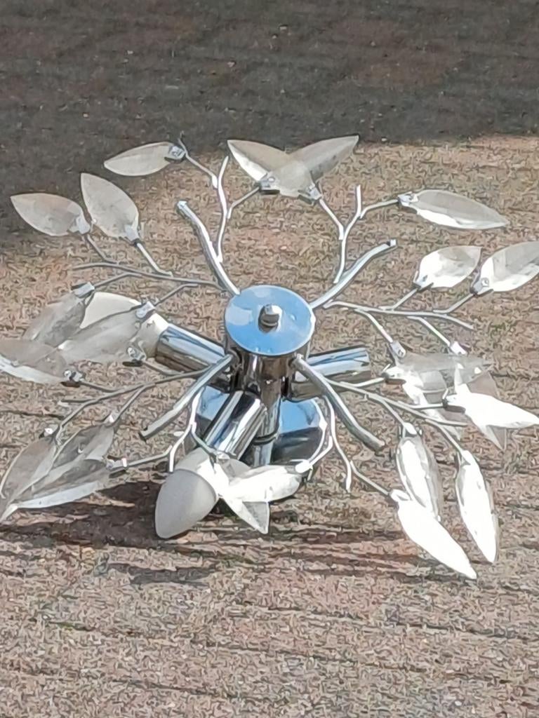 Plafondlamp met glazen blaadjes, Ophalen, Gebruikt, Glas